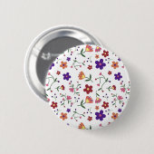 Hand-Drawn Floral Pattern Ronde Button 5,7 Cm (Voorkant /achterkant)