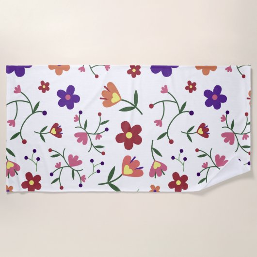 Hand-Drawn Floral Pattern Strandlaken (Voorkant)