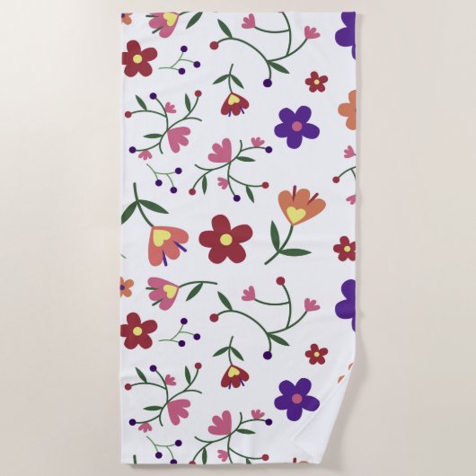 Hand-Drawn Floral Pattern Strandlaken (Voorkant)