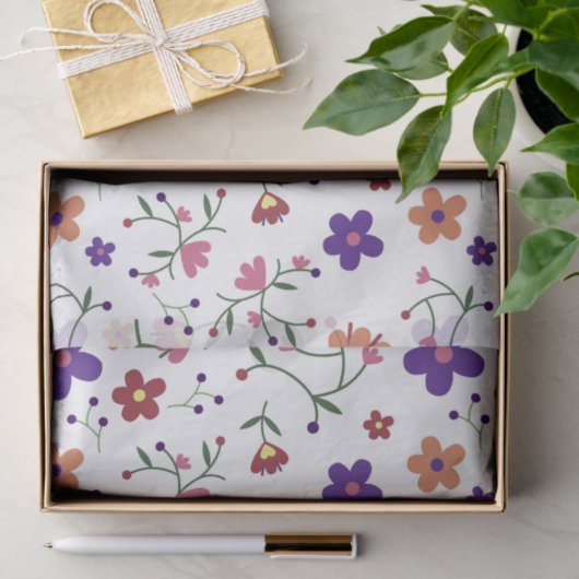 Hand-Drawn Floral Pattern Tissuepapier (Geschenk)