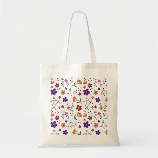 Hand-Drawn Floral Pattern Tote Bag (Voorkant)