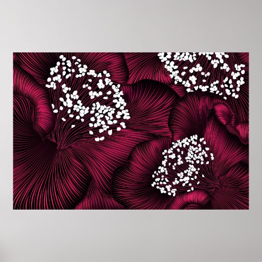 Hand drawn floral pattern with camelia flowers poster (Voorkant)