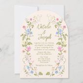 Hand Drawn Floral Summer Arched Photo Wedding Kaart (Voorkant)