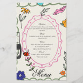 Hand Drawn Floral Whimsy Elegant Simple Menu (Voorkant)