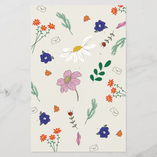 Hand Drawn Floral Whimsy Elegant Simple Menu (Achterkant)