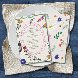 Hand Drawn Floral Whimsy Elegant Simple Menu