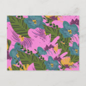 Hand Drawn Florals Wedding Bold Pink Greenery Briefkaart (Achterkant)