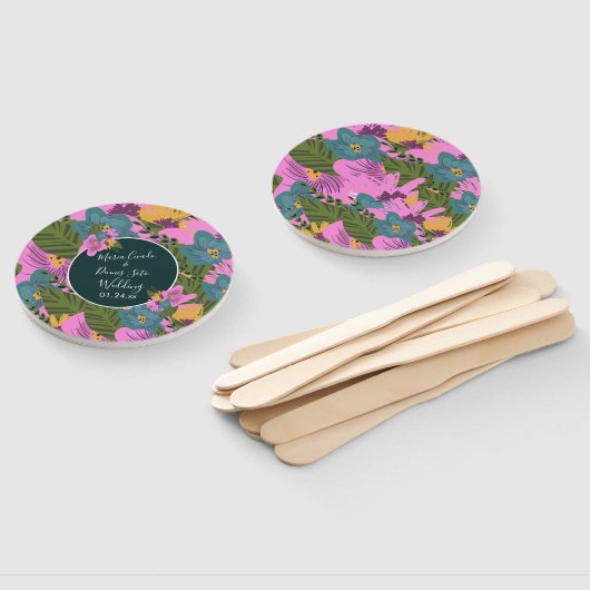 Hand Drawn Florals Wedding Bold Pink Greenery Handwaaier (Niet-gemonteerd)