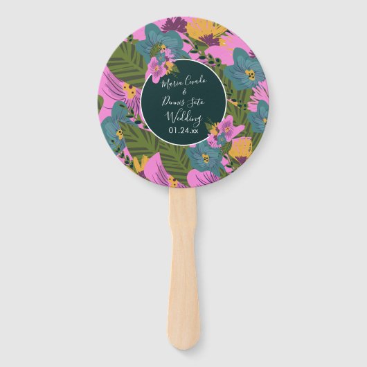 Hand Drawn Florals Wedding Bold Pink Greenery Handwaaier (Voorkant)
