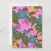 Hand Drawn Florals Wedding Bold Pink Greenery Kaart (Achterkant)