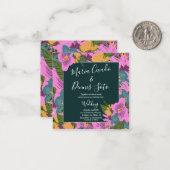 Hand Drawn Florals Wedding Bold Pink Greenery Notitiekaartje (Voorkant / Achterkant in situ)