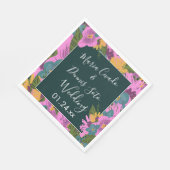 Hand Drawn Florals Wedding Bold Pink Greenery Servet (Hoek)