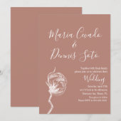 Hand Drawn Florals Wedding Earth Tone Kaart (Voorkant / Achterkant)