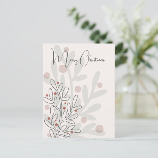 Hand drawn florar Christmas mistletoe Briefkaart (Staand voorkant)