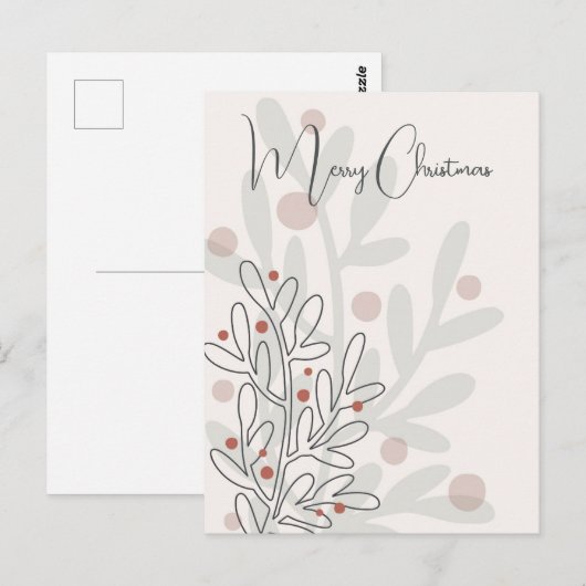 Hand drawn florar Christmas mistletoe Briefkaart (Voorkant / Achterkant)