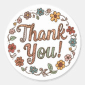 Hand-Drawn Flower Doodle Ronde Sticker (Voorkant)