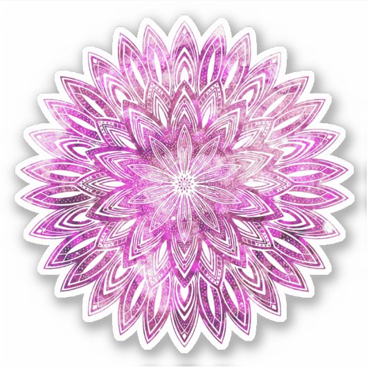 Hand Drawn flower petals roze Mandala Sticker (Voorkant)