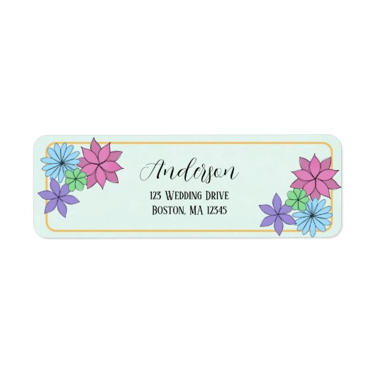 Hand-Drawn Flower Return Address Stickers (Voorkant)