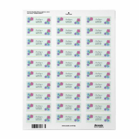 Hand-Drawn Flower Return Address Stickers (Full Sheet)