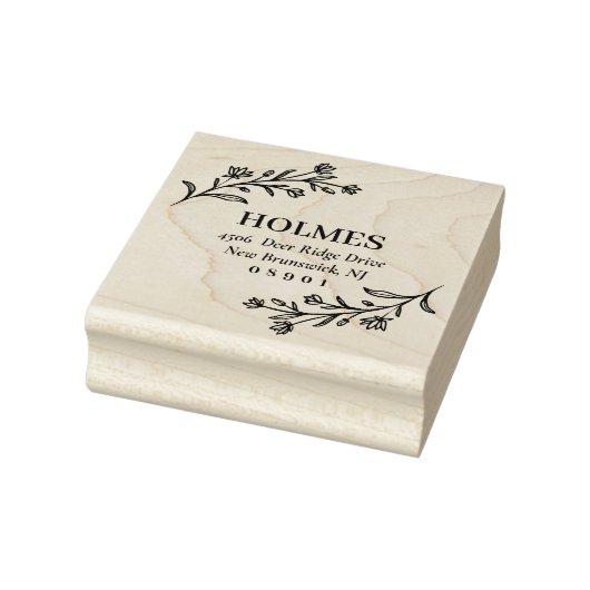 Hand Drawn Flower Sprigs Name & Address Rubberstempel (Stempel)
