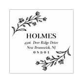 Hand Drawn Flower Sprigs Name & Address Rubberstempel (Afrduk)