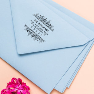 Hand Drawn Flowers Greenery  Font Adres Rubberstempel