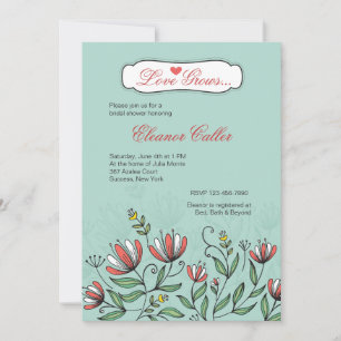 Hand Drawn Flowers Invitation Kaart