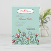Hand Drawn Flowers Invitation Kaart (Staand voorkant)