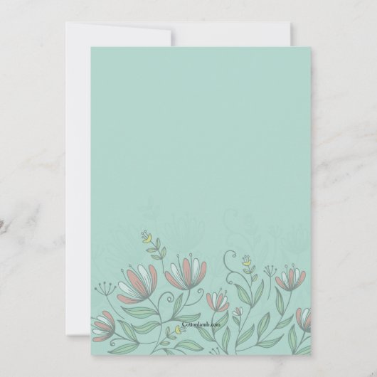 Hand Drawn Flowers Invitation Kaart (Achterkant)