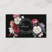Hand drawn Flowers Logo Black Visitekaartje (Voorkant)