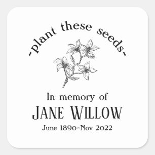 Hand Drawn Flowers Memorial Plant Seeds Vierkante Sticker