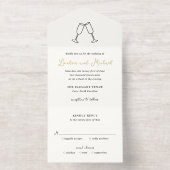 Hand Drawn Flutes Doodle Modern Wedding All In One Uitnodiging (Binnenkant)