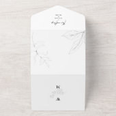 Hand-Drawn Foliage Simple Wedding All In One Uitnodiging (Buitenkant)