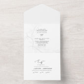 Hand-Drawn Foliage Simple Wedding All In One Uitnodiging (Binnen)