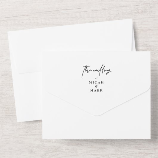 Hand-Drawn Foliage Simple Wedding All In One Uitnodiging (Achterkant)