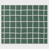 Hand Drawn Forest Green and White Grid Holiday Cadeaupapier (Vlak)