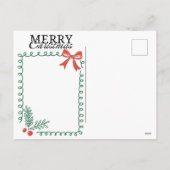 Hand-drawn frame modern teal blue Merry Christmas  Feestdagenkaart (Achterkant)
