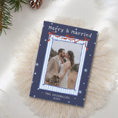 Hand Drawn Frame with Red Bows Merry Married Bedankkaart