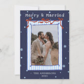 Hand Drawn Frame with Red Bows Merry Married Bedankkaart (Voorkant)