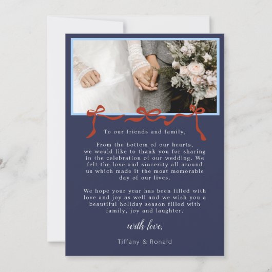 Hand Drawn Frame with Red Bows Merry Married Bedankkaart (Achterkant)