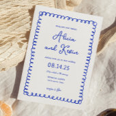 Hand Drawn French Blue Wedding Invitations Kaart