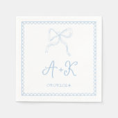 Hand Drawn French Blue Wedding Monogram Servet (Voorkant)