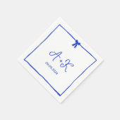 Hand Drawn French Blue Wedding Monogram Servet (Hoek)