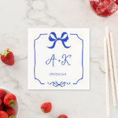 Hand Drawn French Blue Wedding Monogram Servet (Insitu)