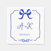 Hand Drawn French Blue Wedding Monogram Servet (Voorkant)