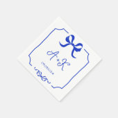 Hand Drawn French Blue Wedding Monogram Servet (Hoek)