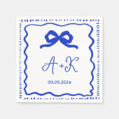 Hand Drawn French Blue Wedding Monogram Servet (Voorkant)