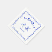 Hand Drawn French Blue Wedding Monogram Servet (Hoek)