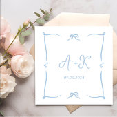 Hand Drawn French Blue Wedding Monogram Servet