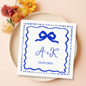 Hand Drawn French Blue Wedding Monogram Servet